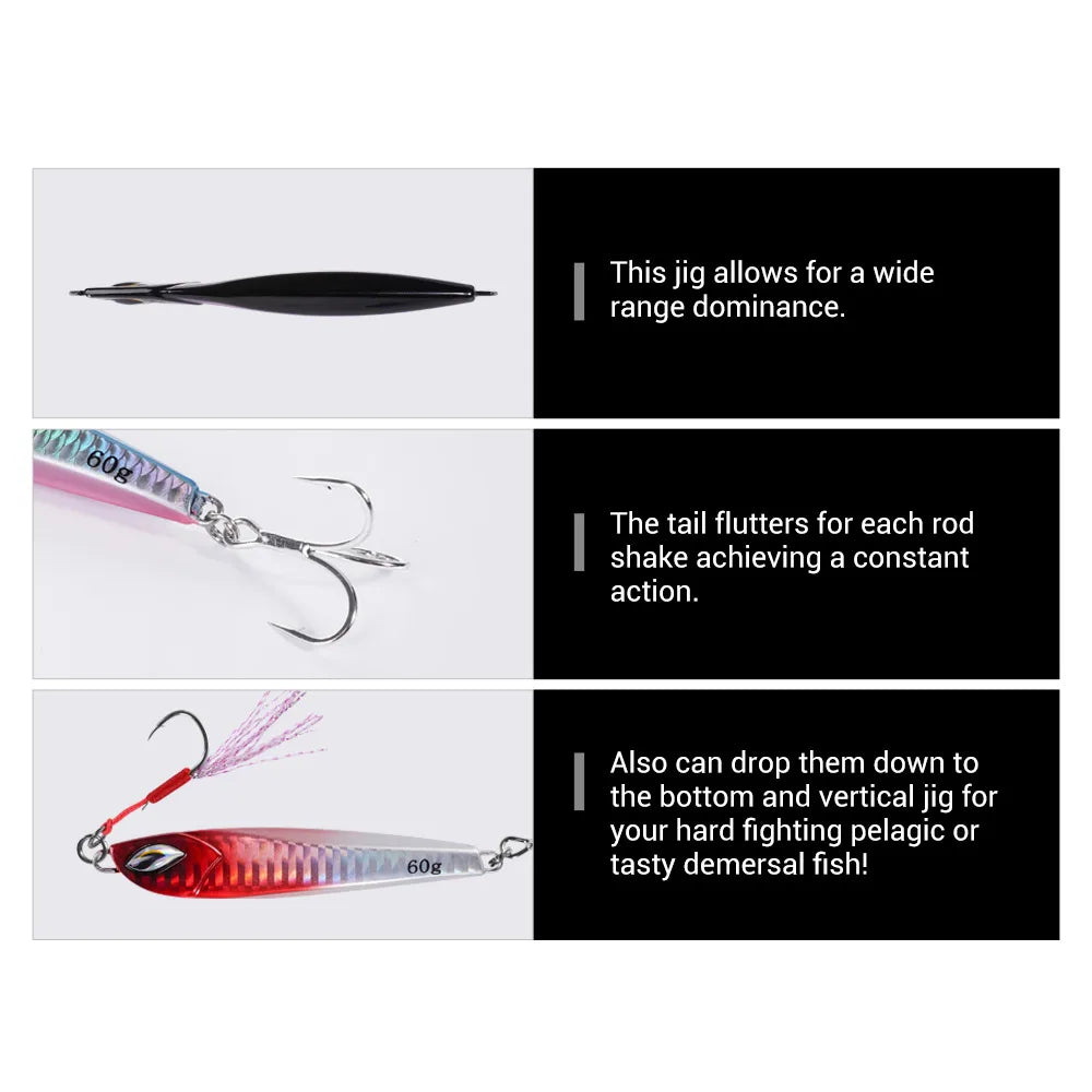 60g Sardine Slide Metal Jig for Long Casting and Saltwater Fishing