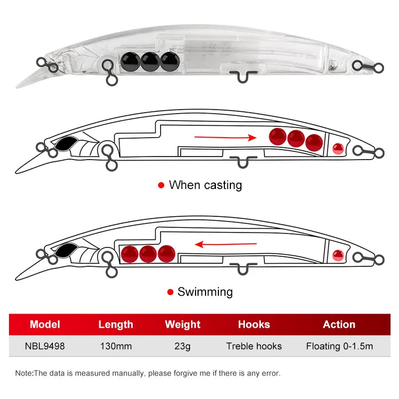 110S 19g, 110F 19g, 130F 23g Minnow Casting Wobblers Jerkbait for Saltwater Fishing
