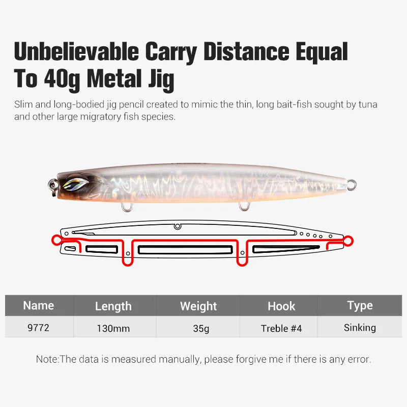 Stickbait Jig 130mm 35g for Shore Casting Saltwater Fishing