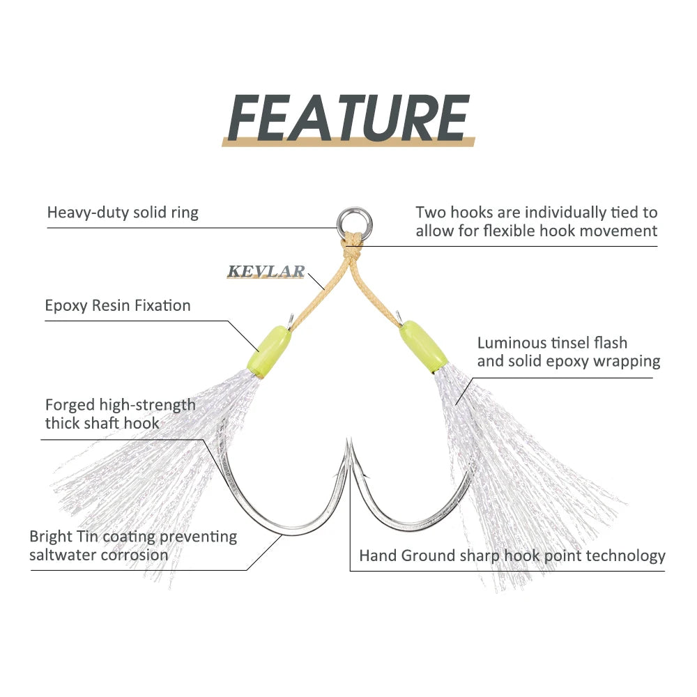 Slow Pitch Jigging Assist Rig Hooks