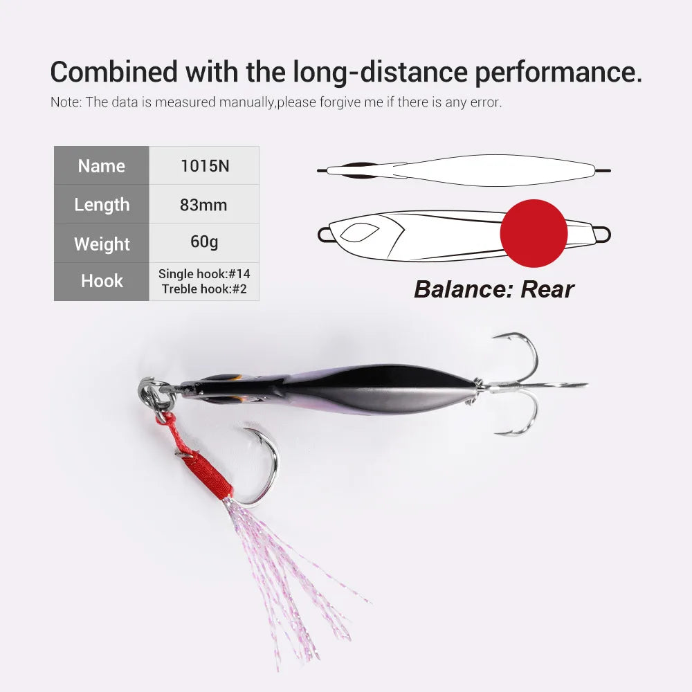 60g Sardine Slide Metal Jig for Long Casting and Saltwater Fishing