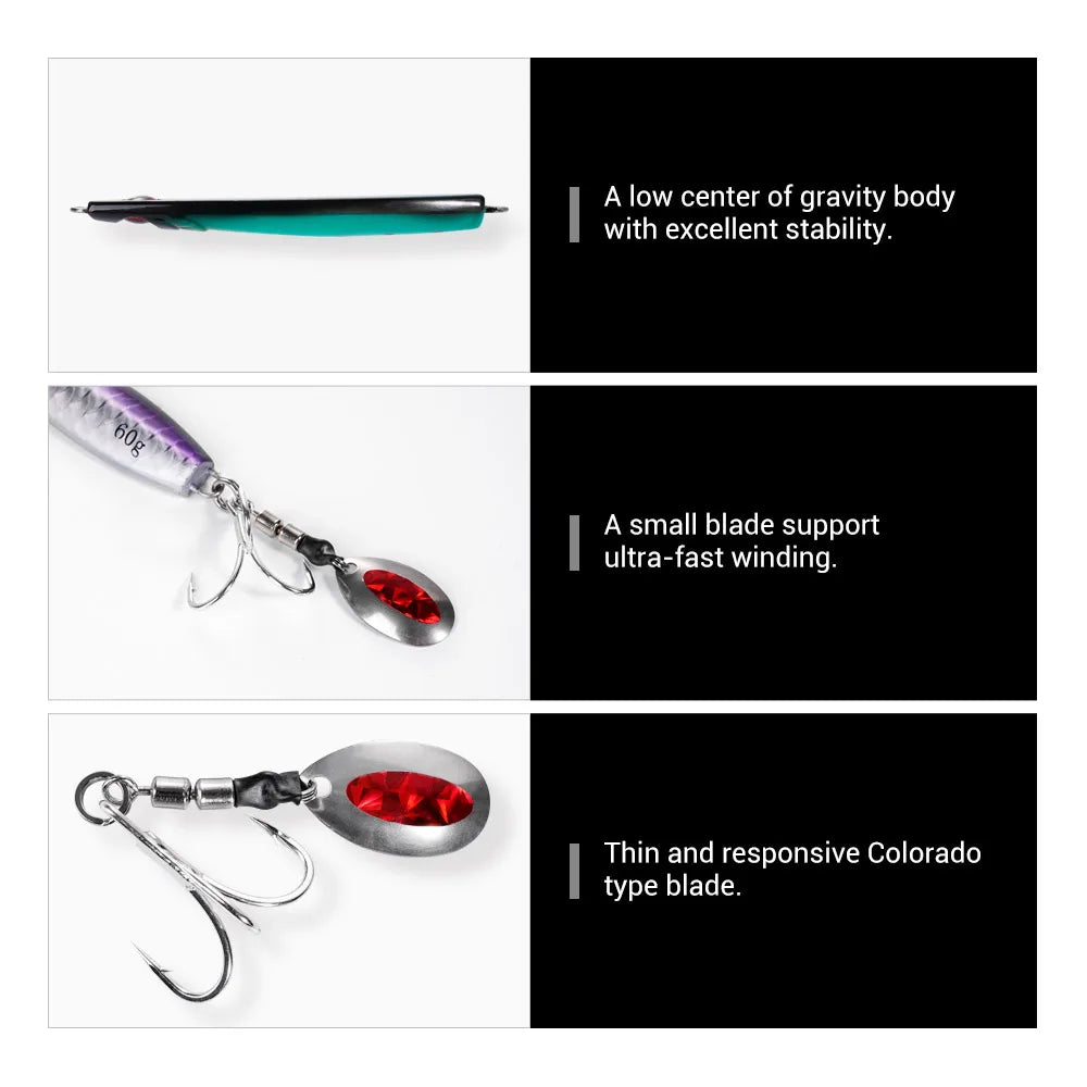 60g Metal Jig Lure for Slow Jigging and Sea Fishing
