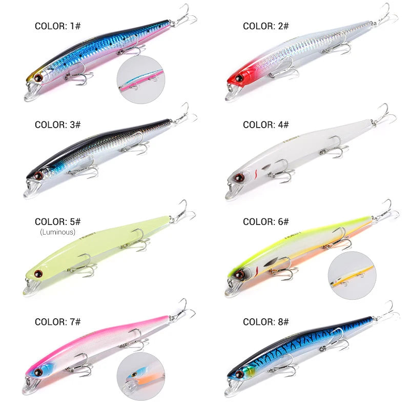 150mm 23g Slim Minnow Floating Wobbler for Seabass Fishing
