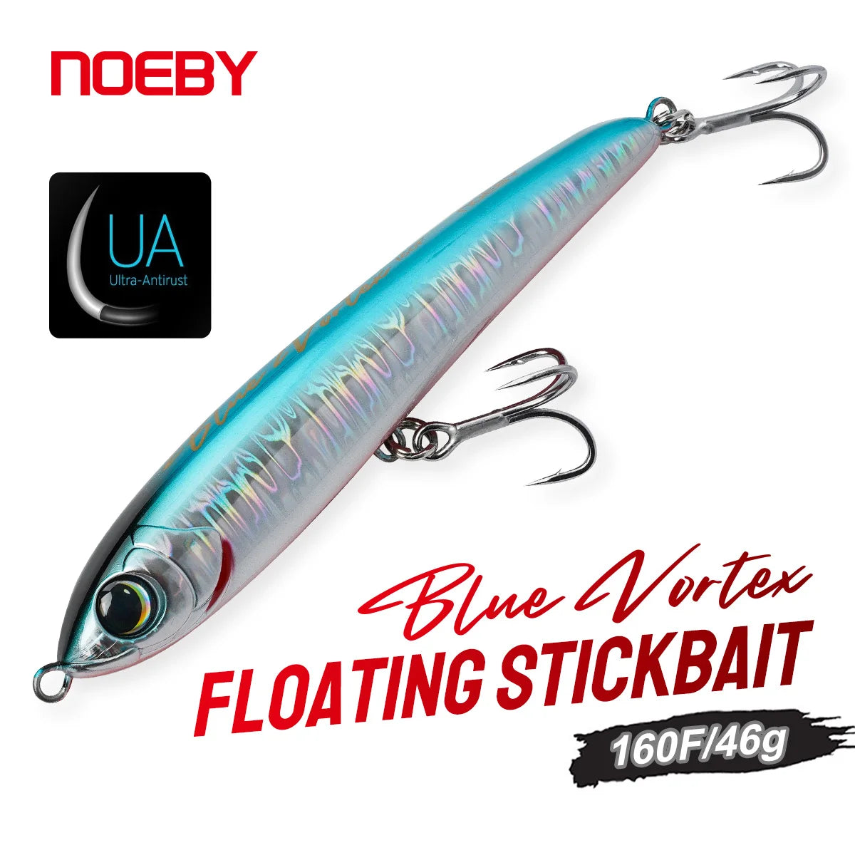 160mm 46g Blue Vortex Stickbait Floating Pencil with Rolling Action for Tuna and GT Fishing