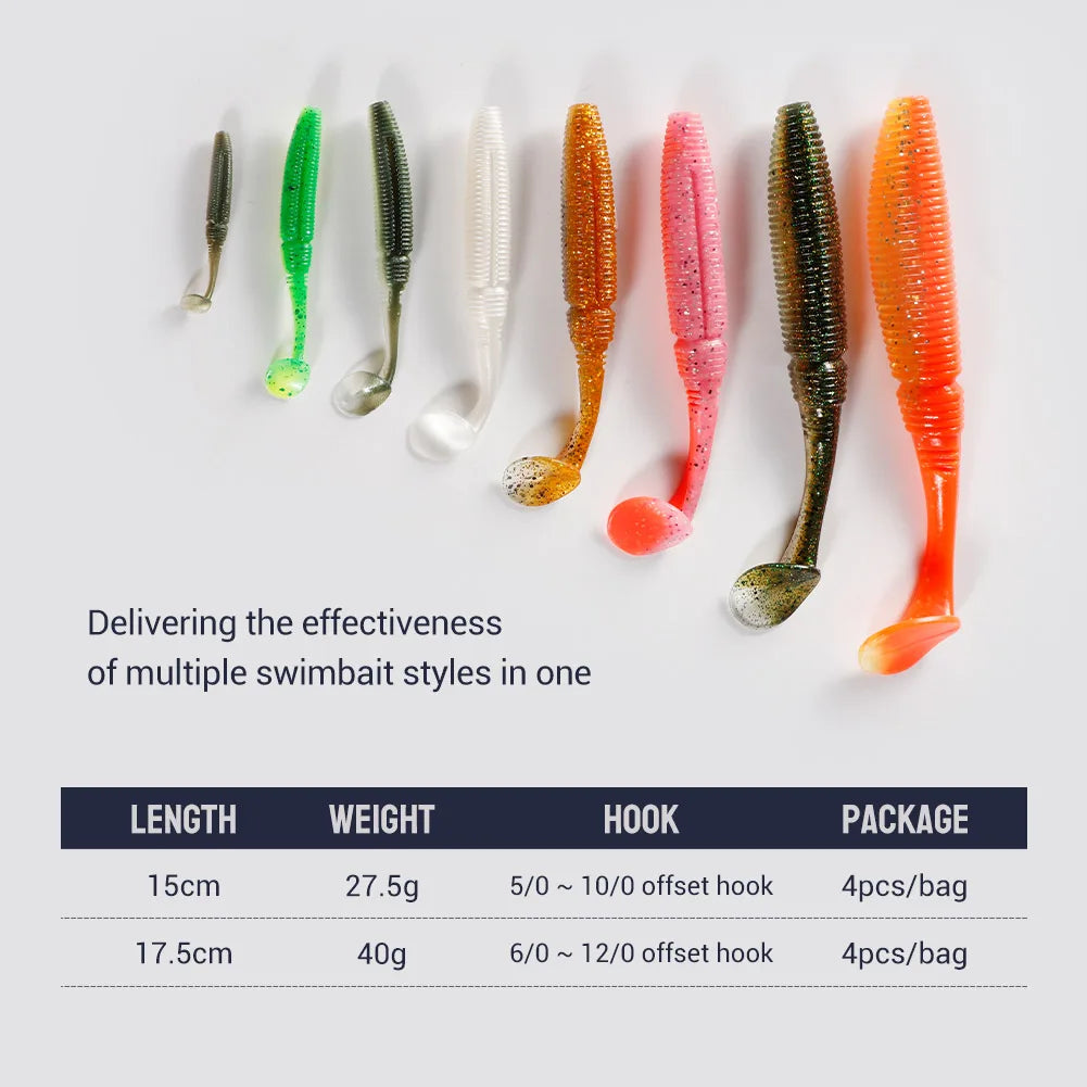 3PCS Swimbait Shad Soft Bait 15cm-17.5cm for Bass, Perch, and Pike Fishing